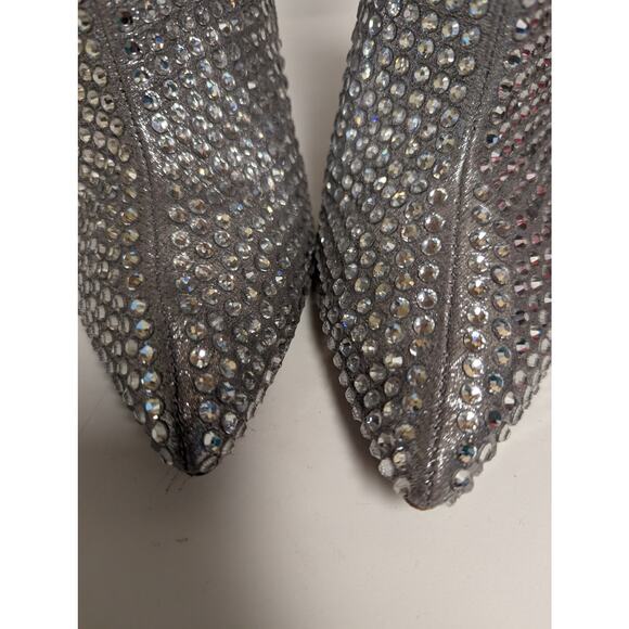 Steve Madden Winnings Rhinestone Silver Stiletto Ankle Boot 9 - Picture 10 of 12